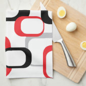Rood Zwart Grijs Wit Vierkantjes Patroon Retro Theedoek (Quarter Fold)