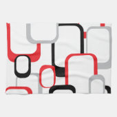 Rood Zwart Grijs Wit Vierkantjes Patroon Retro Theedoek (Horizontaal)