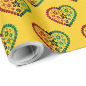 Rood Zwart Groen Bloemenhart Happy Kwanzaa Cadeaupapier (Rol Hoek)