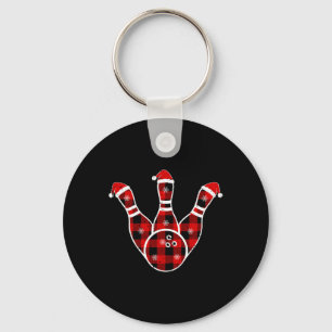 Rood Zwart Groen Geruit Kerst Sport Bowling Xma Sleutelhanger