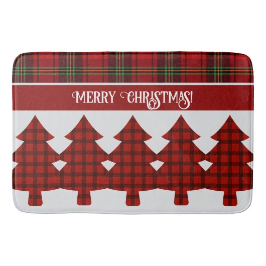Rood Zwart Groen Gezellig Tartan Badmat (Voorkant)