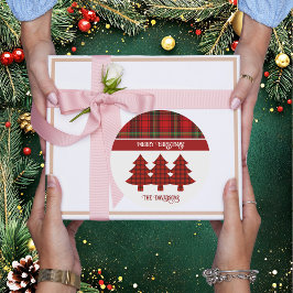 Rood Zwart Groen Gezellig Tartan Ronde Sticker