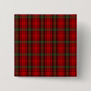 Rood Zwart Groen Gezellige Plaids Vierkante Button 5,1 Cm