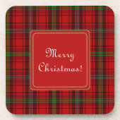 Rood Zwart Groen Gezellige Plaids Vrolijk Kerstfee Bier Onderzetter (Voorkant)