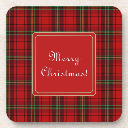 Rood Zwart Groen Gezellige Plaids Vrolijk Kerstfee Bier Onderzetter (Voorkant)