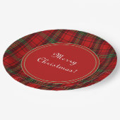 Rood Zwart Groen Gezellige Plaids Vrolijk Kerstfee Papieren Bordje (Gekanteld)