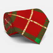 Rood Zwart Groen Goud Buffalo Plaid Kerstfeest Stropdas (Opgerold)