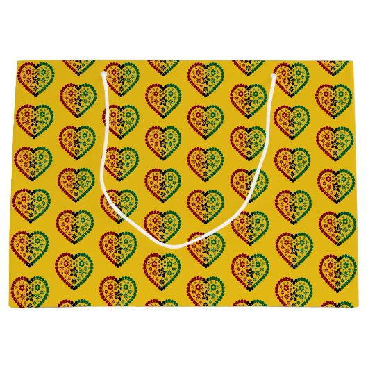 Rood Zwart Groen Harten Geel Kwanzaa Groot Cadeauzakje (Voorkant)