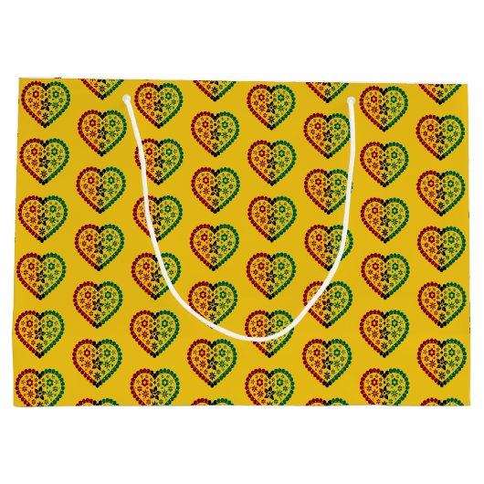 Rood Zwart Groen Harten Geel Kwanzaa Groot Cadeauzakje (Achterkant)