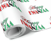 Rood Zwart Groen Kinara Typografie Happy Kwanzaa Cadeaupapier (Rol Hoek)