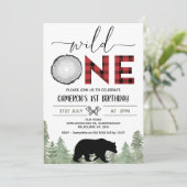 Rood Zwart Groen Wild One Lumberjack 1e Verjaardag Kaart (Staand voorkant)