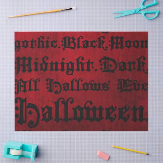 Rood & Zwart Grunge Gothic Tissuepapier (Craft)