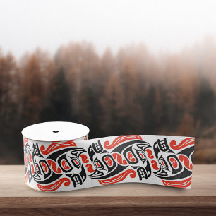 Rood Zwart Haida Paard Symbool Native Pride Patroo Grosgrain Lint