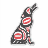 Rood & Zwart Haida Wolf Abstract Spirit Animal Art Sticker (Voorkant)