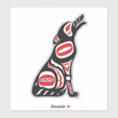 Rood & Zwart Haida Wolf Abstract Spirit Animal Art Sticker (Vel)