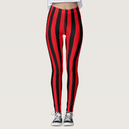 Rood & Zwart Halloween Stripes Pirate Kostuum Leggings