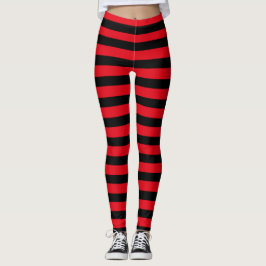 Rood & Zwart Halloween & Valentijn Stripes Leggings