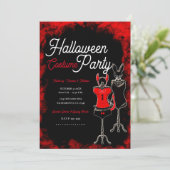Rood & Zwart Halloween Verkleedfeest Kaart (Staand voorkant)