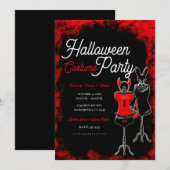 Rood & Zwart Halloween Verkleedfeest Kaart (Voorkant / Achterkant)
