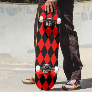Rood Zwart Harlekijn Diamanten Dambord Patroon Ont Persoonlijk Skateboard