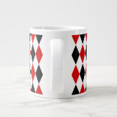 Rood zwart Harlequin Rood Monogram #2 Grote Koffiekop (Achterkant)