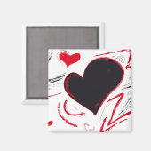 Rood-Zwart hart abstract Magneet (Voorkant / Achterkant)