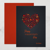 Rood Zwart Hart Gelukkig Valentijnsdag Uitnodiging (Voorkant / Achterkant)