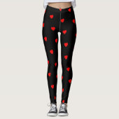 Rood Zwart Hart Leggings (Voorkant)