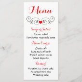 Rood & Zwart Hart Menu Liefde - Huwelijksfeest (Voorkant)