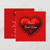 Rood Zwart Hart Zwart Rood Sweet 16 Verjaardagsfee Kaart (Voorkant / Achterkant)