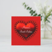 Rood Zwart Hart Zwart Rood Sweet 16 Verjaardagsfee Kaart (Staand voorkant)