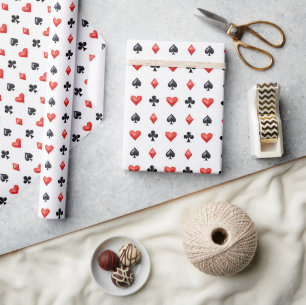 Rood Zwart Harten Klaveren Ruiten Schoppen Kaarten Cadeaupapier
