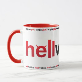 Rood & Zwart hellvetica woordmerk – Koffiekop Mok