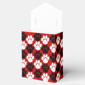 Rood & Zwart Herhalende Pawprint Gift Bedankdoosjes (Geopend)