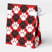 Rood & Zwart Herhalende Pawprint Gift Bedankdoosjes (Achterkant)