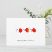 Rood & Zwart Ho Ho Ho Neus Kerstmis Feestdagenkaart (Staand voorkant)