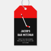 Rood Zwart Hockey Bar Mitzvah Cadeaulabel (Voorkant)