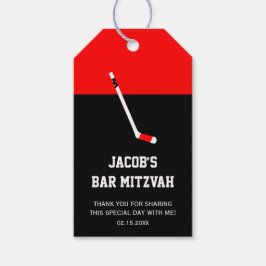 Rood Zwart Hockey Bar Mitzvah Cadeaulabel