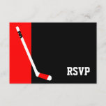 Rood Zwart Hockey Bar Mitzvah RSVP<br><div class="desc">Moderne rode en zwarte hockey thema Bar Mitzvah RSVP responskaart.</div>