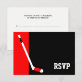 Rood Zwart Hockey Bar Mitzvah RSVP Kaartje (Voorkant / Achterkant)
