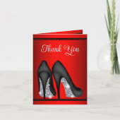Rood zwart hoge hak schoen dank u kaarten (Voorkant)