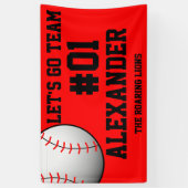 Rood Zwart Honkbalteam Spandoek (Verticaal)