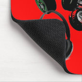 Rood Zwart Hoofdtelefoon Silhouetten Pop Art Muismat (Hoek)