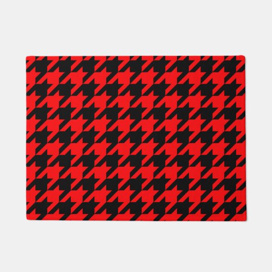 Rood Zwart Houndstooth Check Deurmat (Voorkant)