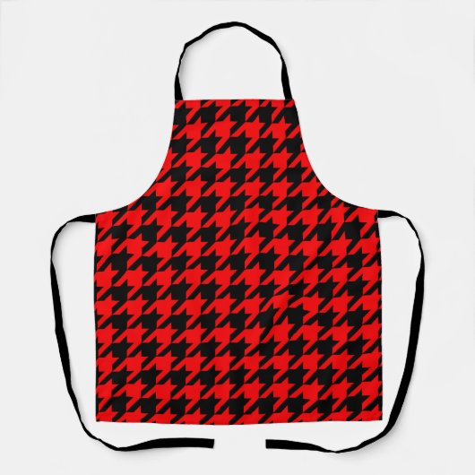 Rood Zwart Houndstooth Check Schort (Voorkant)