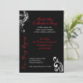 Rood & Zwart Huwelijksuitnodiging Sjabloon Kaart (Staand voorkant)