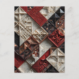 Rood Zwart Ivoor Micro Mozaïek 3D Geometrisch Briefkaart