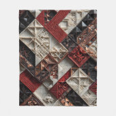 Rood Zwart Ivoor Micro Mozaïek 3D Geometrisch Fleece Deken (Voorkant)