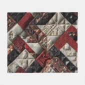 Rood Zwart Ivoor Micro Mozaïek 3D Geometrisch Fleece Deken (Voorkant (Horizontaal))