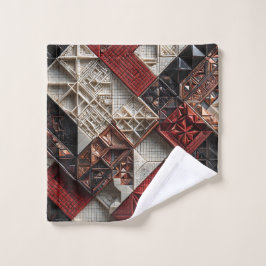 Rood Zwart Ivoor Micro Mozaïek 3D Geometrisch Washandje